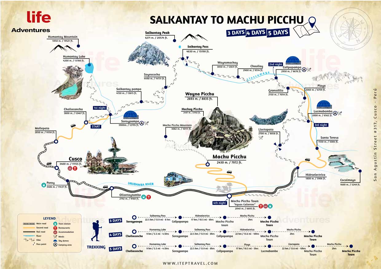Salkantay Trek Map to Machu Picchu